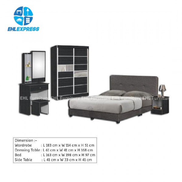 EHL EXPRESS Bedroom Set BRS0054 Black PGMall