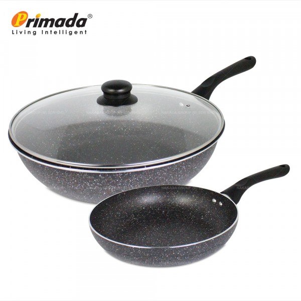 Primada Marble Set Pan Wok TP24PAN+TP30WOK Black PGMall