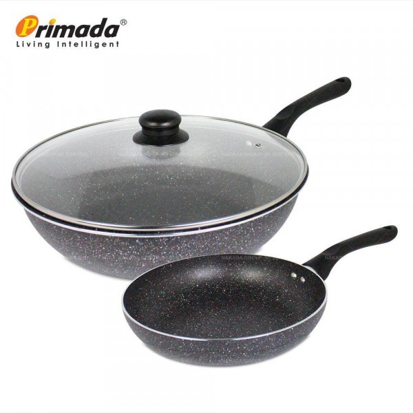 Primada Marble Set Pan Wok TP24PAN+TP30WOK Black PGMall