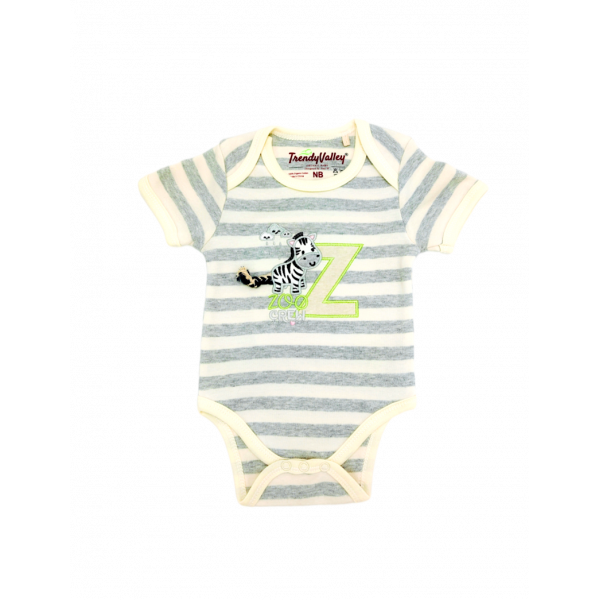 Trendyvalley Organic Cotton Short Sleeve Romper (Zebra Zoo) NEWBORN PGMall