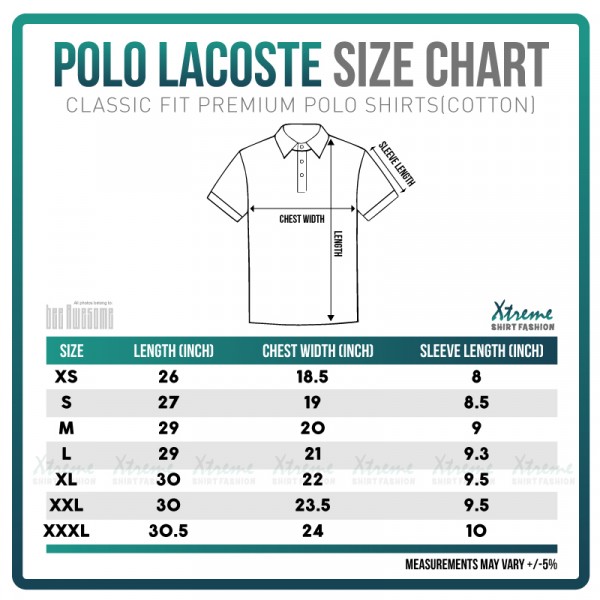 Slim Fit Lacoste Shirt Size Chart Size Guide Lacoste Xl Size T