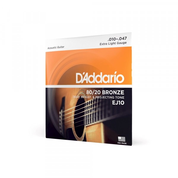 D'addario EJ10 80/20 Bronze Acoustic Guitar Strings 10-47 Daddario D ...