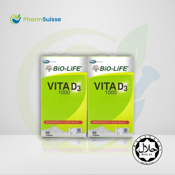 BIOLIFE VITAMIN D3 1000IU 2*60S PGMall