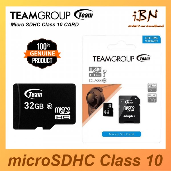 TEAMGROUP Micro SD 32GB UHSI CARD 80MB/S w/Adapter LifeTime Warranty