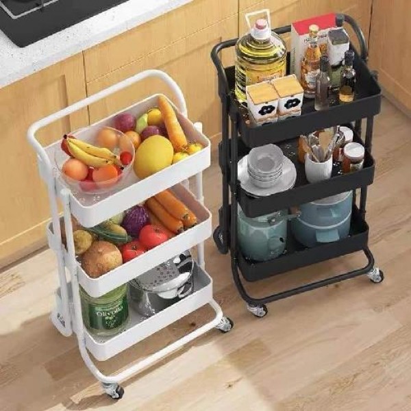 Ezco 移动带轮小推车收纳置物 3 Tier Trolley Home Trolley Storage Rack with ikea ...
