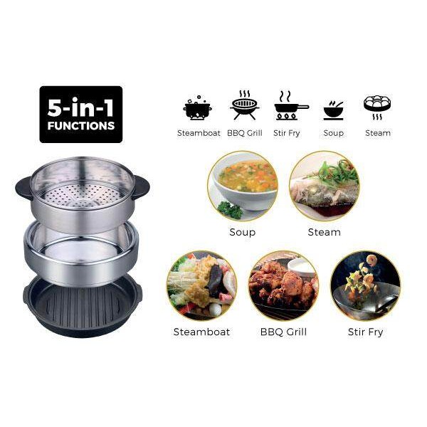 Pentola A Vapore 3 Strati Acciaio Inox 28 Cm - Coperchio In Vetro, Per Cottura Sana
