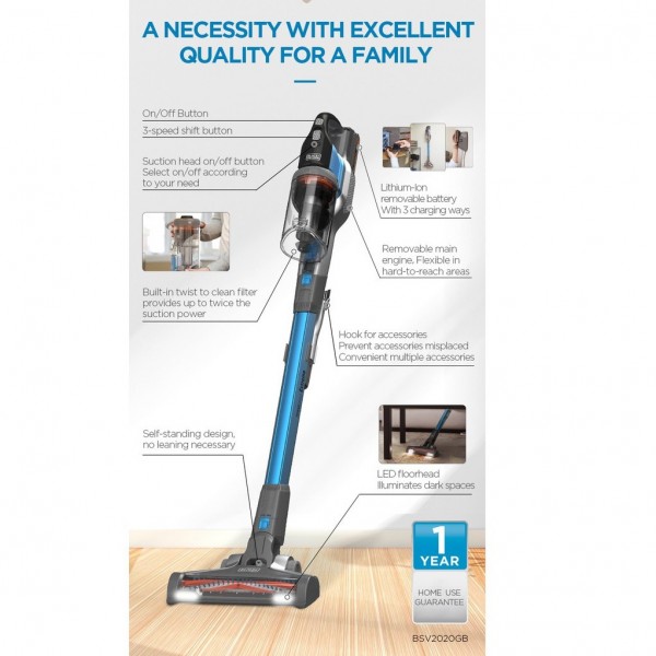 BLACK DECKER BSV2020GW 20V CORDLESS STICK VACUUM CLEANER HANDHELD