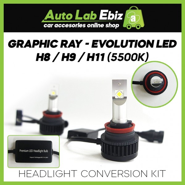 GraphicRay Headlight HID LED Conversion Kit H8 / H9 / H11 (5500K) H3