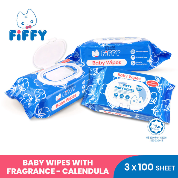 FIFFY TISU BASAH BABY CALENDULA WIPES 100 SHEETS X Antique White
