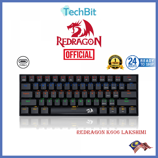 Redragon K606 60 Mechanical Keyboard Type C Compact Portable Black Red
