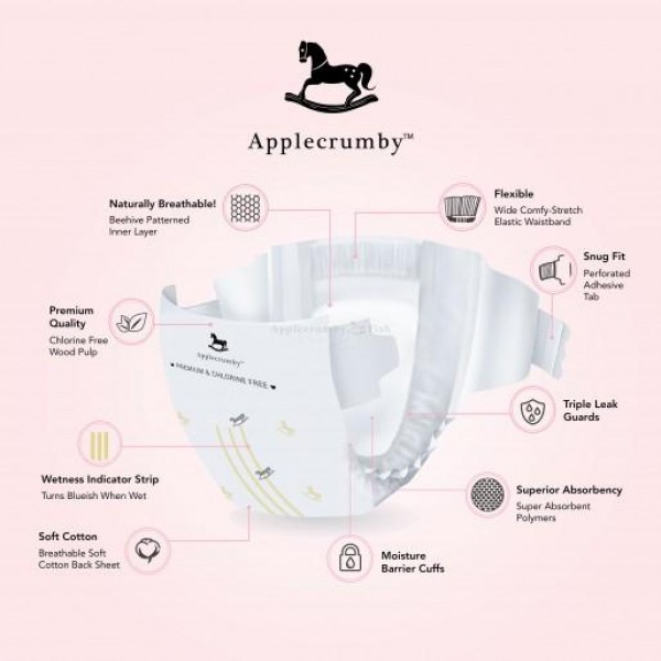 Applecrumby™ Chlorine Free Premium Baby Pull Ups Diapers Size M22 PGMall