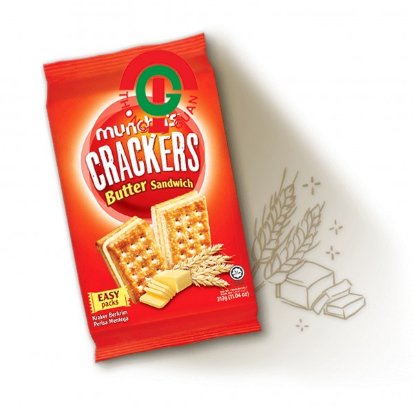 300/313/322/375/390g Easy Pack Munchy's Crackers[Butter/Choc Sandwich