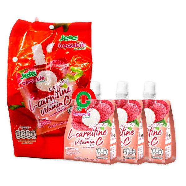 is l carnitine in energy drinks 140g x 3pack Jele Beautie [Grape / Apple / Strawberry / Blackcurrant /  Lemon / Lychee][Thong Guan] 140g Lychee