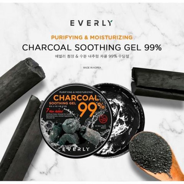 Original Korean EVERLY Purify & Moisture Charcoal Soothing Gel 99