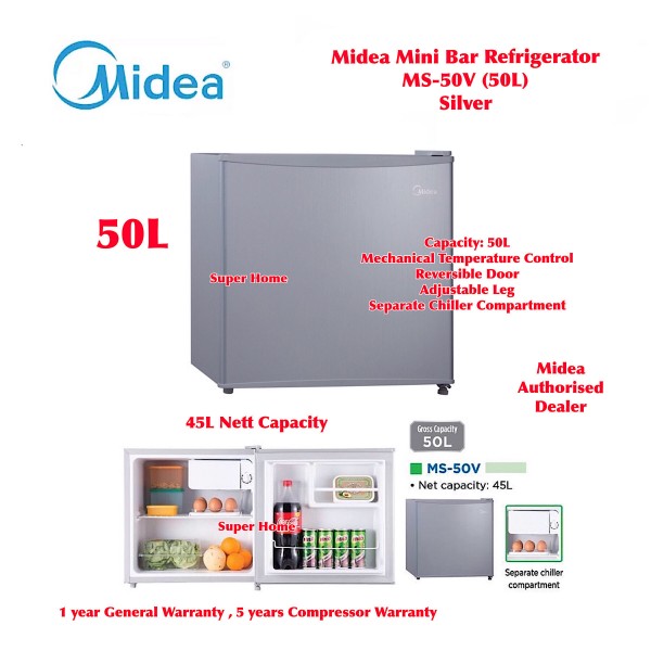 Midea Mini Bar Refrigerator MDRD86FGG (50L) Normal Packaging PGMall