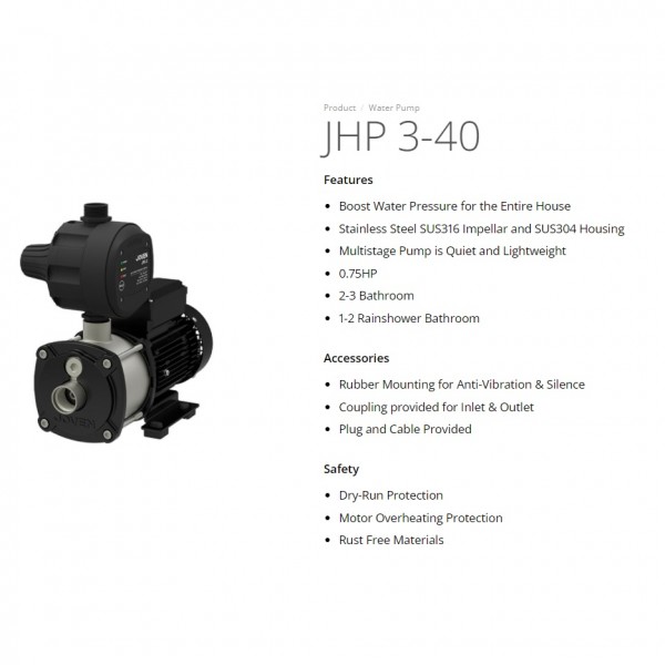 Joven Water Pump (550W/0.75HP) Rust Free Materials Suitable For 23