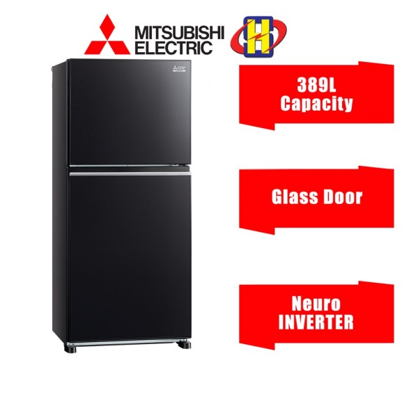 Mitsubishi Refrigerator (389L/Glass Brilliant Black) Inverter Multi Air