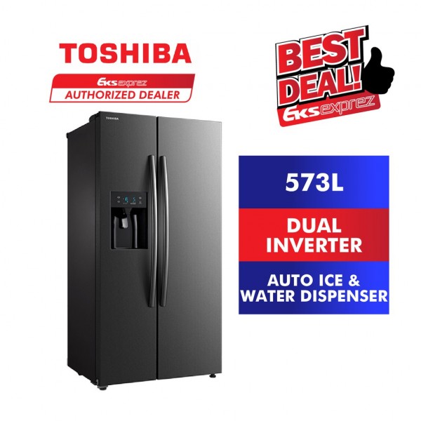 TOSHIBA Side by Side Door Inverter Fridge With Auto Ice & Water Dispenser (573L) GRRS637WEPMY