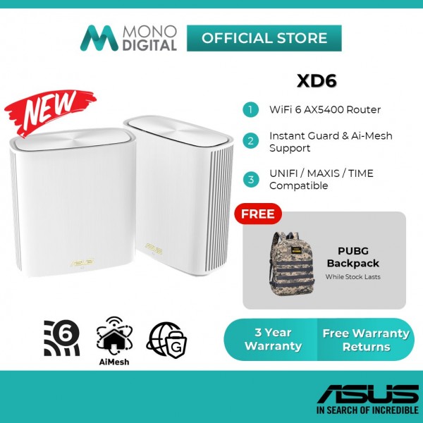ASUS ZenWiFi XD6 WiFi 6 AX5400 Dual Band Mesh Wi-Fi Router Backhaul ...
