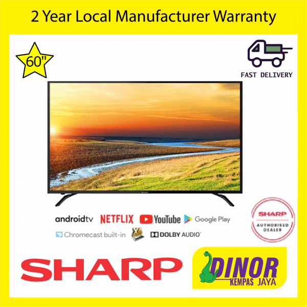 Sharp AQUOS 60 Inch 4K UHD Android TV 4TC60BK1X Netflix Youtube