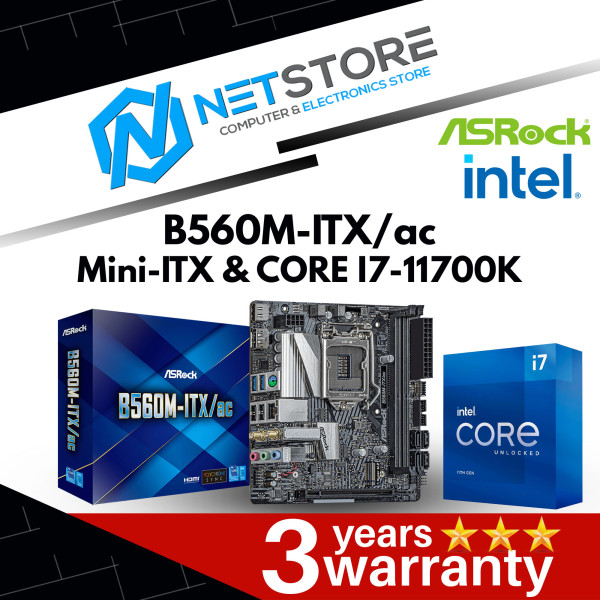 PWP ASROCK B560M-ITX/AC MINI-ITX & INTEL CORE I7-11700K PROCESSOR