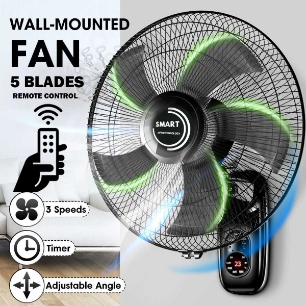 WALL FAN WITH REMOTE CONTROL 16 INCH KIPAS DINDING MURAH 5 AS BLADES 3