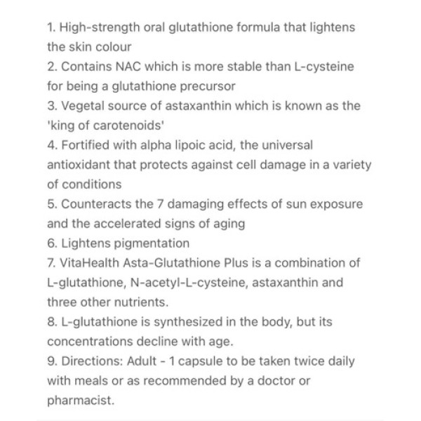 VitaHealth Asta-Glutathione (30's) x 2 exp 12/26