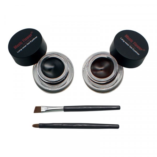 2 in 1 Coffee + Black Gel Eyeliner Make Up Waterproof Cosmetics Set Eye