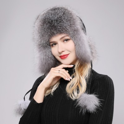 Men's Hat Unisex Real Fox Fur Hat Russian Ushanka Hat Aviator