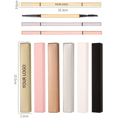 Customize Logo Eyebrow Pencil with Brush Slim Gold Waterproof Pen Thin ...