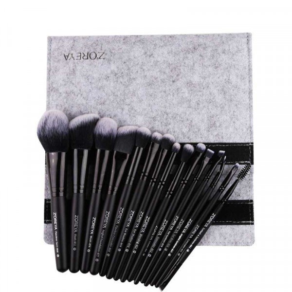 ZOREYA 15pcs Makeup Brushes Set Woode Foundation Blush Natural Soft Eyeshadow Professional