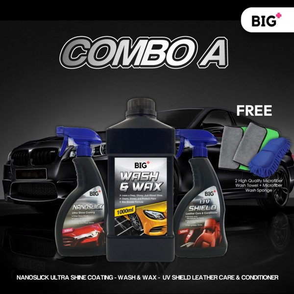 [ Car Care Combo A] BIG+ Premium Automotive Care Bundle Car Wash Shampoo Car Polish Kereta Nano