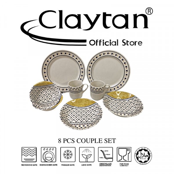 Claytan Lead Safe Ceramic Tableware Microwave Safe Calika Yellow (8