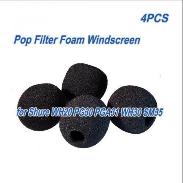 4 Pcs Pop Filter Foam Windscreen for Shure WH20 PG30 PGA31 SM35 Headset