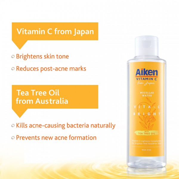 Aiken Micellar Water Vita C Makeup Remover Vitamin C Micellar Water