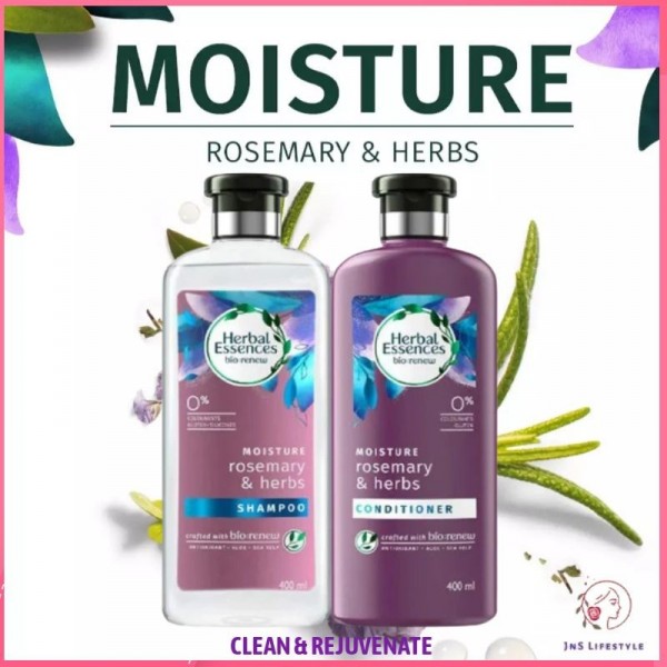 Herbal Essences Bio Renew Moisture Rosemary & Herbs Shampoo & Conditioner 400ml Cleanse
