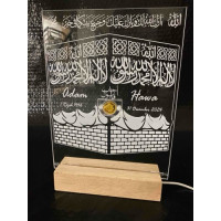 (Pre-Order) Frame Hantaran Lampu LED Kaabah Dinar Mas Kahwin Nikah Laser Engrave menggunakan Clear T