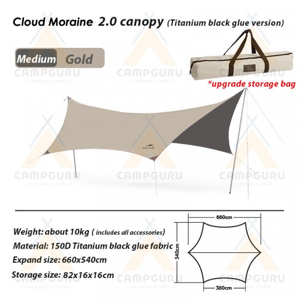 Naturehike Cloud Moraine Upgraded 2.0 Ti-Black Coating Tarp