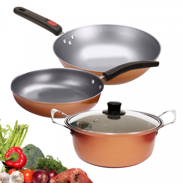 TOPMALL Non Stick Cookware Pot Frying Pan and Wok 3 in 1 Kitchen