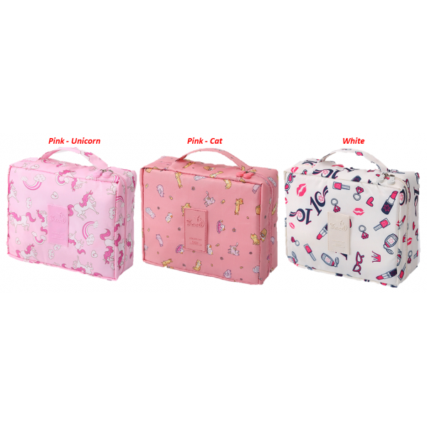 KoreanStyle MultiFunction Travel Bag Organiser with Zip (White) Pink