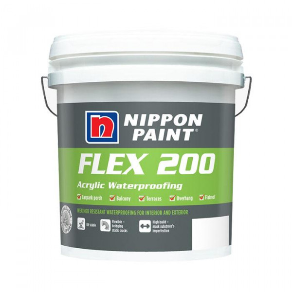 NIPPON PAINT FLEX 200 ARCYLIC WATERPROOFING (WHITE) Nippon Flexiseal Elastomeric Membrane 5L