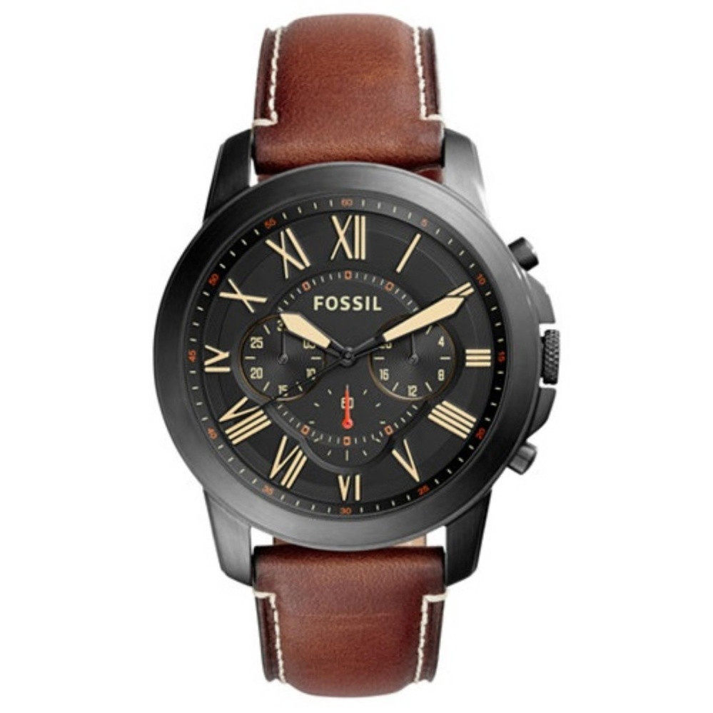 Fossil Men Grant Chronograph Luggage Leather Watch FS5241