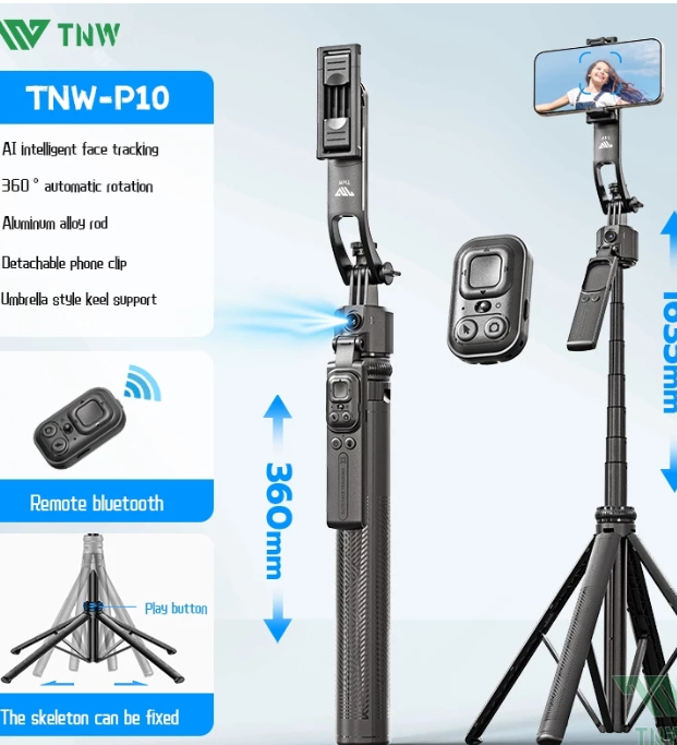 TNW C16 Face Tracking Multifunctional Tripod Ai Follow-Up Selfie Stick Gimbal Stabilizer For Phone