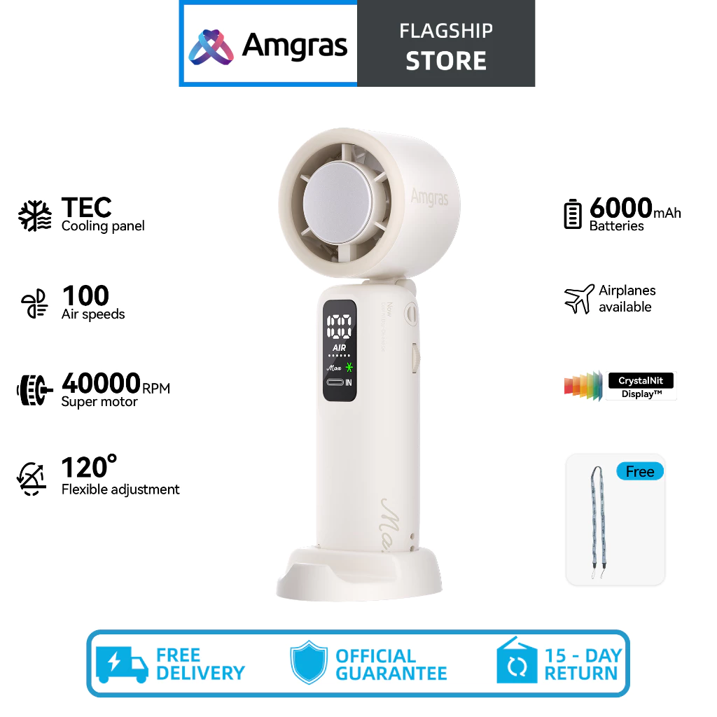 Amgras MetaHeld Fan Max portable handheld fan cooling ultra-high speed turbo fan 100-speed adjustmen