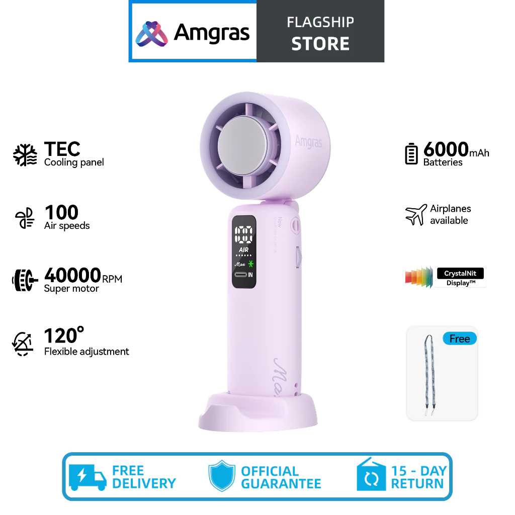 Amgras MetaHeld Fan Max portable handheld fan cooling ultra-high speed turbo fan 100-speed adjustmen
