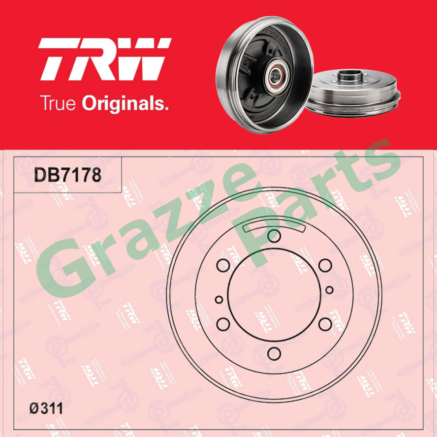 (1 pc) TRW Brake Drum Rear DB7178 for Inokom Lorrymas H100 AU26 - 6 Hole (254mm)