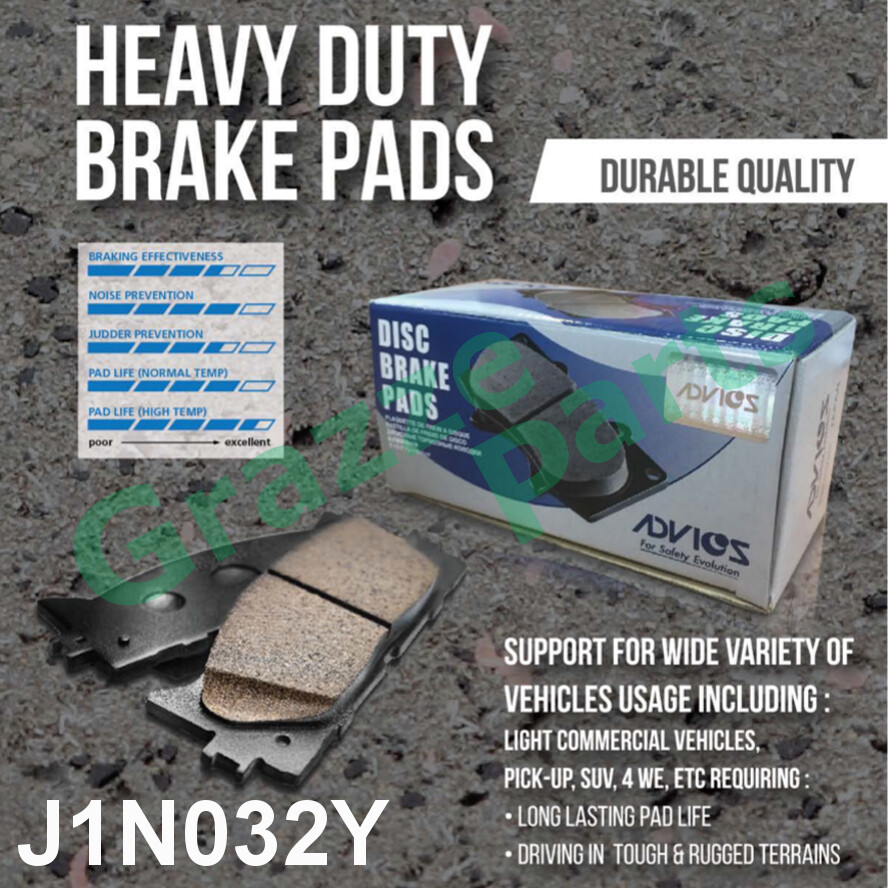 Advics Aisin Heavy Duty Disc Brake Pad Front J1N032Y Isuzu D-Max 2.5 3.0 4JA1 4JH1 4JX1 Chevrolet Co