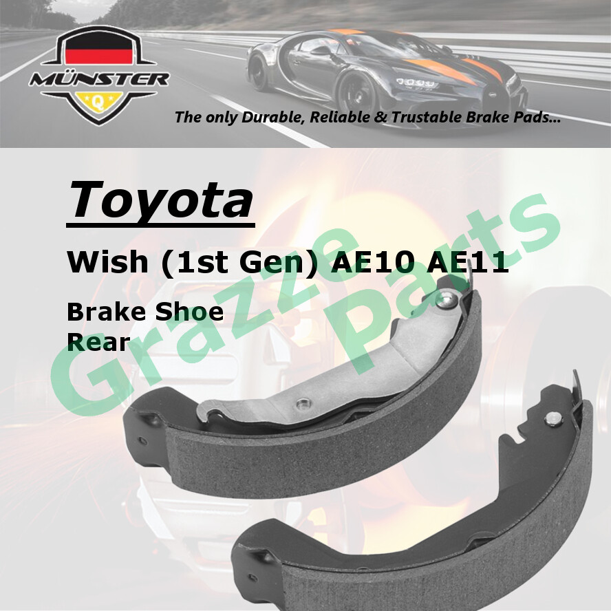 Münster Disc Brake Shoe Rear for Toyota Wish (1st Gen) AE10 AE11 2.0 2003-2009 1ZZ-FE 1AZ-FSE