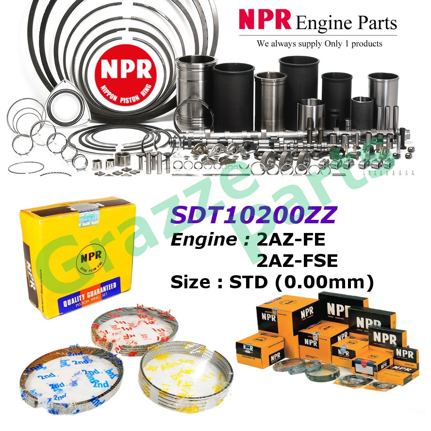 NPR Piston Ring Set SDT10200ZZ Toyota Camry ACV30 ACV40 ACV50 Estima ACR30 Alphard ANH10 Harrier ACU