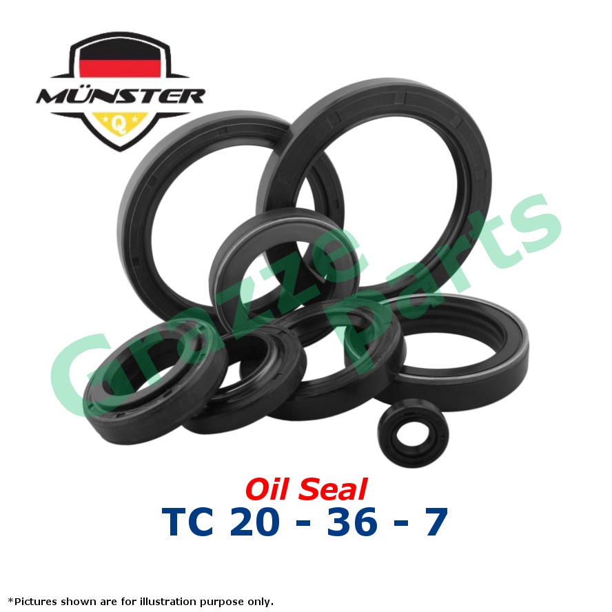 (1pc) Münster (FKM) Oil Seal 20*36*7 / 20mm x 36mm x 7mm / 20-36-7